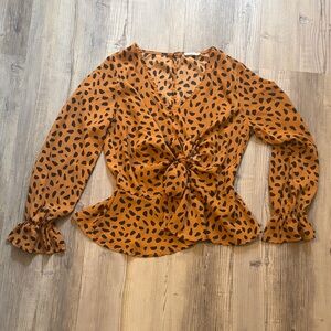 Leopard Print V-Neck Blouse